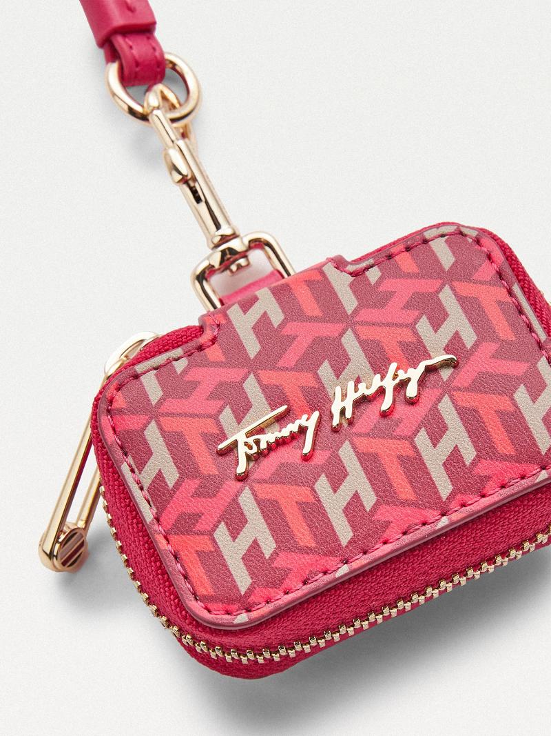 Női Tommy Hilfiger Monogram Zip Earbud Case Kártyatartó Rózsaszín | HU 650DFM